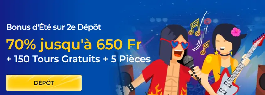 Bonus 2e dépôt Rolling Slots