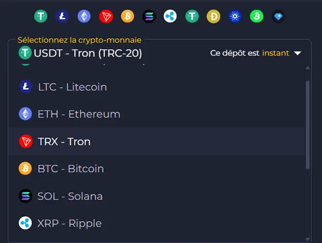 Dépôt en crypto Rolling Slots