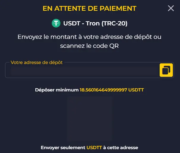 Paiement USDT en attente casino