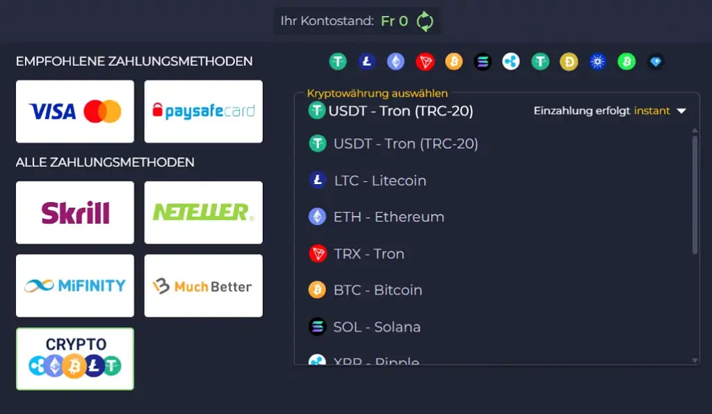 Krypto Casino Zahlungsmethoden