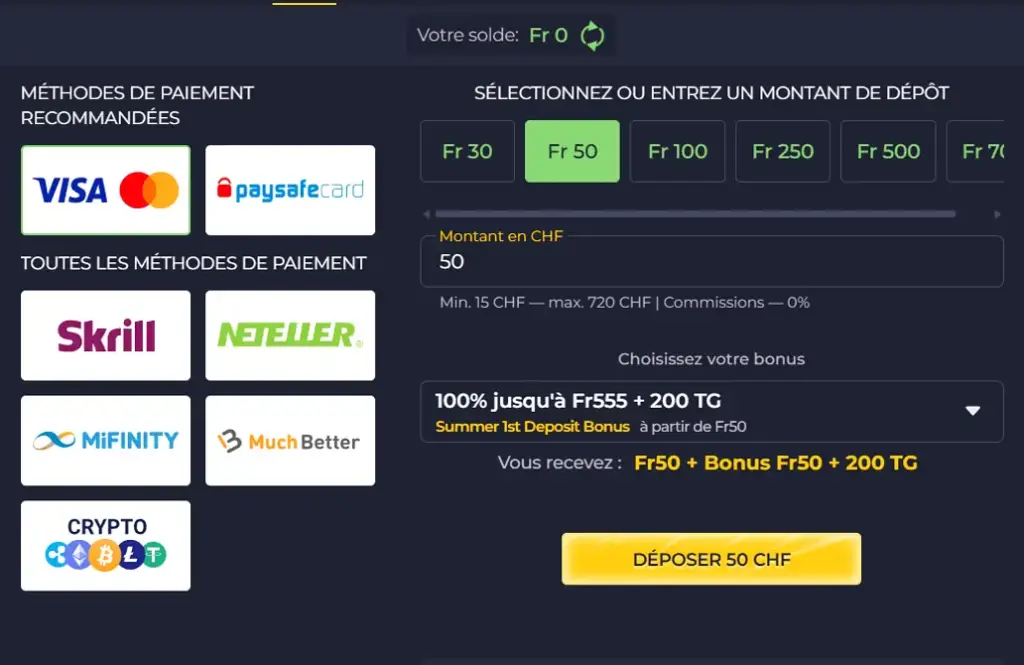 Méthodes de paiement Rolling Slots